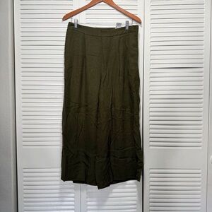 Banana Republic Linen Blend Olive Green Wide Ankle Elastic Waist Pants Size M